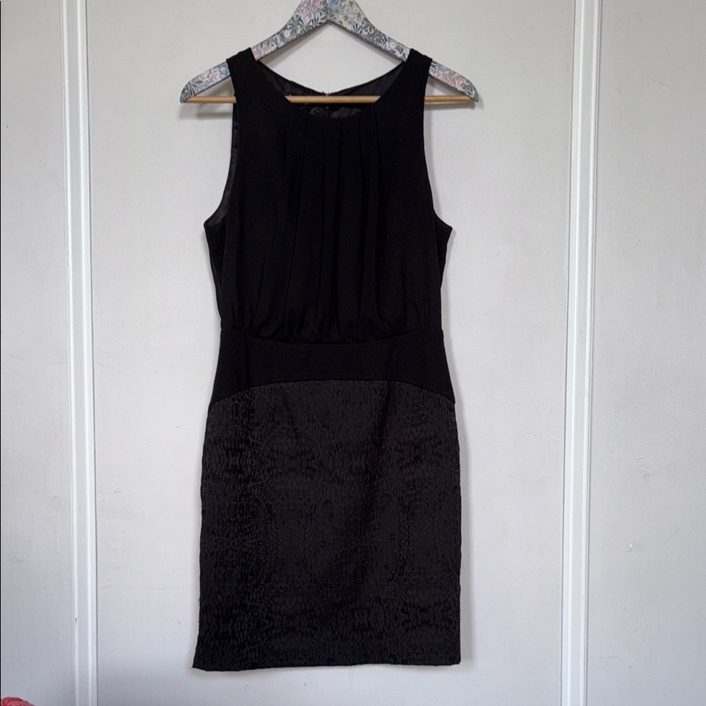 BeBe Black Textured Midi Dress -10